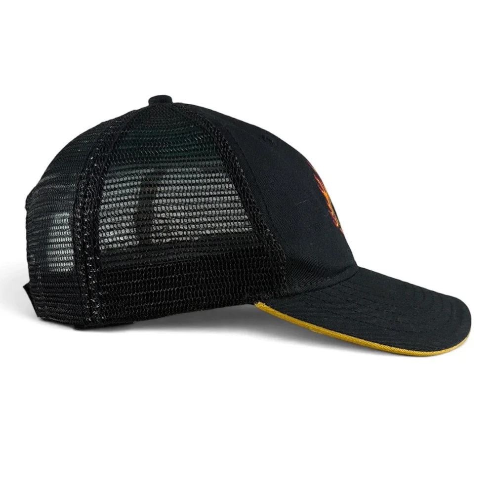 Batman Trucker Hat Kids Youth Black Flame Logo Mesh Snapback Cap